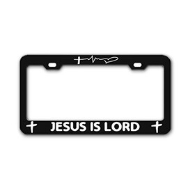 General Tag Christ Decal Jesus is Lord Black Stainless Steel Standard US License Plate Frame
