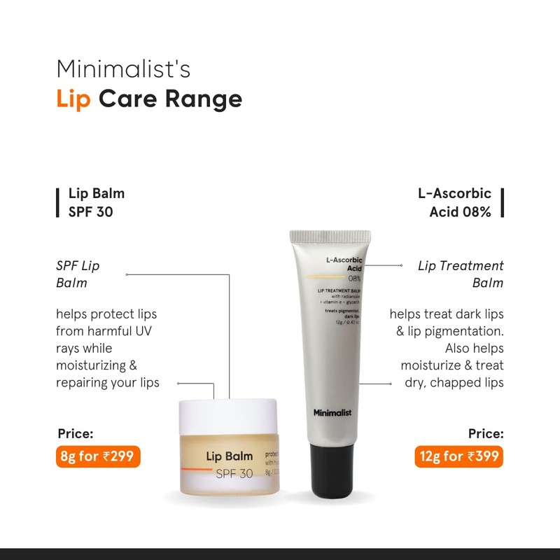 Minimalist 8% L-Ascorbic Acid Lip Treatment Balm with Vitamin E,