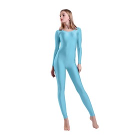 Kepblom Women's Long Sleeve Scoop Neck Unitard Spandex Bodysuit for Dance Gymnastic Costume