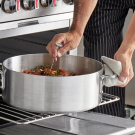 TrueCraftware- 15 Quart Stainless Steel Braiser Pot with Encapsulated Base and Cover- Heavy-Duty Brazier Pot Cookware Braiser for Soup Meat Bread Baking Dishwasher Safe and Oven Safe NSF Certified