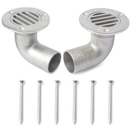 Lisnhlin 2 Set Boat Deck Floor Drain 1-1/2 in 90 Degree 316 Stainless Steel Heavy for Marine Deck Drain Scuppers, Thru Hull Drainage Scupper Cover with Screws