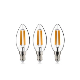 helloify B11 Dimmable Vintage LED Edison Candelabra Bulb 4.5W, 60W Equivalent, High Brightness, 2700K Warm White Light, Clear Glass, Candles/Chandelier Style, E12 Base, 3PCS