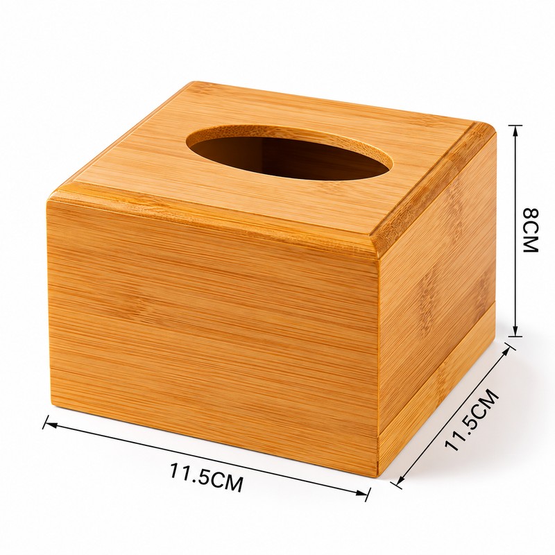 Bamboo Tissue Box Holder for Home and Office – Natural