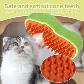 LUPAPA Steamy Cat Brush, 3 In 1 Pet Steam Brush, Pet Cleaning and Massage Brush, Used for Dandruff and Loose Hair on Cats, Suitable for Various Furry Pets, Lemon