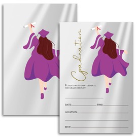 FujLoy 20 Cards with Envelopes, graduation party invitations 2024, 2024 College, High School, University Grad Celebration. (Purple)