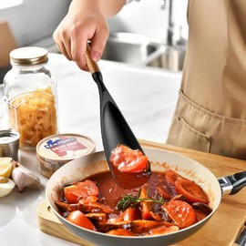 Silicone Spatula Spoon for Cooking and Baking, Heat Resistant Flexible Non-Stick Kitchen Utensil with Ergonomic Handle, Multi-Purpose Tool for Flipping, Scraping, Mixing, and Food Prep