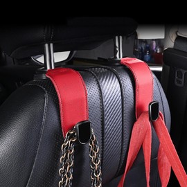 Zurligi 2 Pack Seat Headrest Hook, Leather Back Seat Organizer Hanger Holder - Universal Vehicle Hook for Hanging Handbag, Grocery Bags, Coat, Clothes, Umbrella. Car Accessories