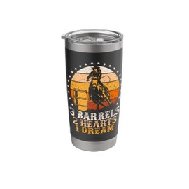 3 Barrels 2 Hearts 1 Dream Vintage Barrel Racing Rodeo Stainless Steel Insulated Tumbler