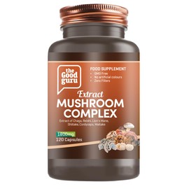 The Good Guru Mushroom Complex Extract Capsule Supplement -1800mg -120 Capsules | Chaga, Reishi, Lion's Mane, Shiitake, Cordyceps | Mushrooms Supplement Capsules