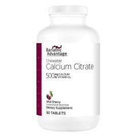 Bariatric Advantage Calcium Citrate Chewable 500mg with Vitamin D3 for Bariatric Surgery Patients Including Gastric Bypass and Sleeve Gastrectomy, Low Sugar - Wild Cherry Flavor, 90 Count