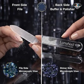 Glass Nail File & Buffer for Natural Nails, Czech Crystal with Case