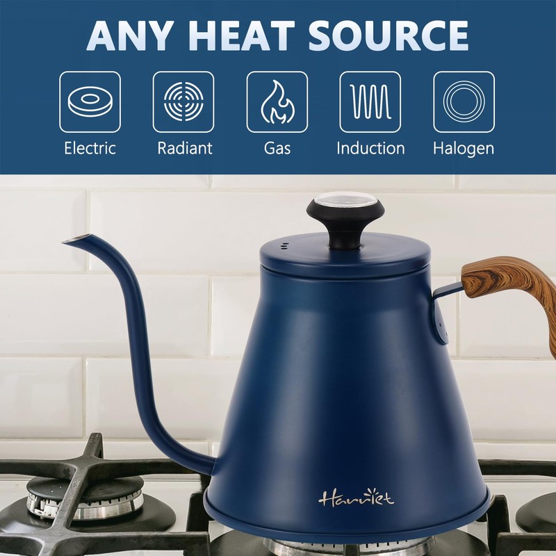 Gooseneck Kettle, Harriet 37oz Pour Over Kettle with Thermometer, Coffee