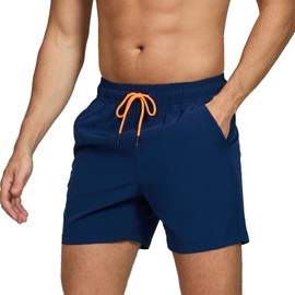 Vorvowry Men's Swimming Trunks, Quick-Drying Swimming Trunks, Breathable Swimming Shorts with Mesh Lining and Hidden Zip Pocket, Swimwear, Men's Board Shorts, navy