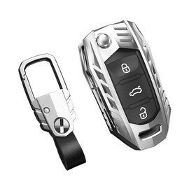 SLAKNOK for Volkswagen Key Fob Cover with Keychain,Stylish and Durable Zinc Alloy Protection Key Case Compatible with VW Golf GTI Jetta Passat Tiguan Beetle Polo MK6 Key Shell Accessories