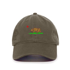 Tech Design California Bear Baseball Cap Embroidered Cotton Adjustable Dad Hat Olive