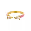 ZARD Pink Enamel Rings with Teardrop Shaped Cubic Zirconia Accents
