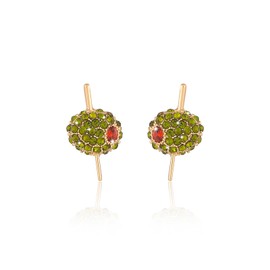 Firopia Olive Stud Earrings for Women | Mini Green Olive Rhinestone Earrings | Martini Jewelry Gift for Her Birthday