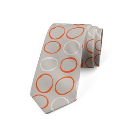 Ambesonne Orange Men's Tie, Sketchy Circles in Simplistic Style Rounded Ovals Minimalist Creative Modern Art, 3.7", Dust and White