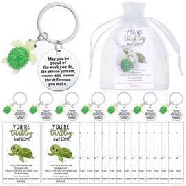 Huquary 15 Set Employee Appreciation Gift Bulk Sea Turtle Keychain with You're Turtley Awesome Cards Inspirational Keychain Patient Access Week Social Worker Gift for Teacher Nurse Team Graduation