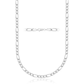PORI JEWELERS 925 Sterling Silver Figaro Chain Necklace - 4mm - 10.5mm - Made in Italy (20, 4.5MM)