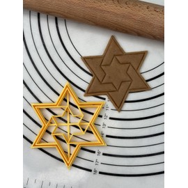 Golden Magen David, David's Star Cookie Cutter & Mold 4” inches Produced by 3D Kitchen Art