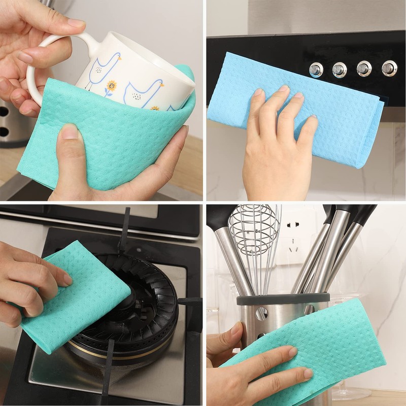 METUUTER 10 Packs Swedish Dishcloths for Kitchen, Reusable Kitchen Dishcloths