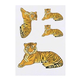 4 x 'Crouching Tiger' Temporary Tattoos - Water Resistant, Skin-Safe, Non-Toxic Transfers, Mixed Sizes (TO00076018)