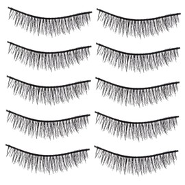 Housoutil 5pairs Fake Eyelashes Natural Look Makeup Tools for Daily Wear Party Weddings Comfortable Ultra Thin Extensions for Bigger Brighter Eyes