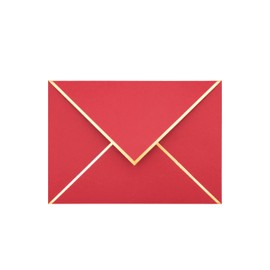 A7 Envelopes - 25-Pack V Flap Foil Border Luxury Mailing Envelopes for 5" x 7" Cards - for Wedding, Invitations, Chinese New Year, Christmas, Graduation, Birthday, Bridal Shower - 5.25" x 7.25" (Red)