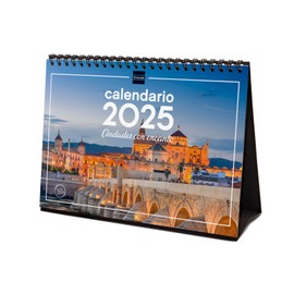 Finocam - Desk Calendar for Writing 2025 Month to View January 2025 - December 2025 (12 Months) Cities Spanish