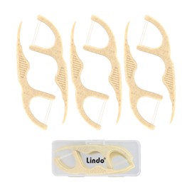 Lindo Eco Floss Picks 200 pcs with Travel Case (Dual Thread)
