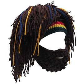 Creative Barbarian Knit Beard Hat Funny Knit Hat Wig Beanie Hat Beard Facemask Coffee
