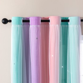 XiDi Curtains for Bedroom Decor, Rainbow Pink Purple Green 34/79/1
