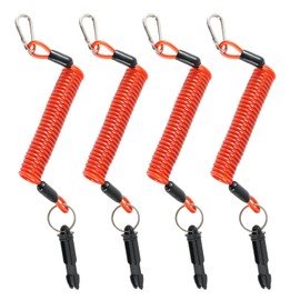 FDKYOEK 4 PCS Trailer Breakaway Cable, 6 Ft Spring Towing Coiled Wire with Pin for Rv Trailer Emergency Camper, Heavy Duty Stainless Steel