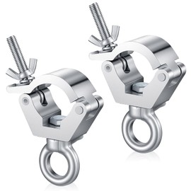 Pelopy 2 Pcs Heavy Duty 1.25 Inch Truss Clamp with Eye Bolt for 32-35mm Truss Tube/Pipe, Aluminum Stage Light Clamps for LED Video Wall and Lighting Mounting