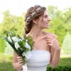 Pearl Crystal Bridal Hair Vine with Ribbon Ties, Silver Wedding