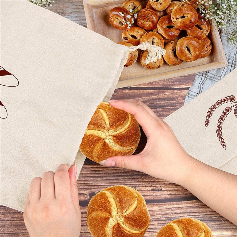 Linen Bread Bags, 2 Pack Reusable Natural Unbleached Linen Bread