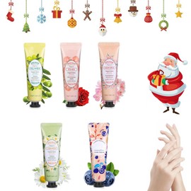 Hand Cream Set, Mini Hand Creams, Hand Cream Christmas Gifts, Hand Cream Moisturising for Rough, Ideal Gift Idea for Women and Men, Pack of 5 (Rose + Olive + Blueberry + Chamomile + Cherry Blossoms)