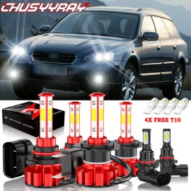 CHUSYYRAY For Subaru Outback 2005-2009 6x LED Headlight Hi/Lo Beam + Fog Light Bulbs Kit