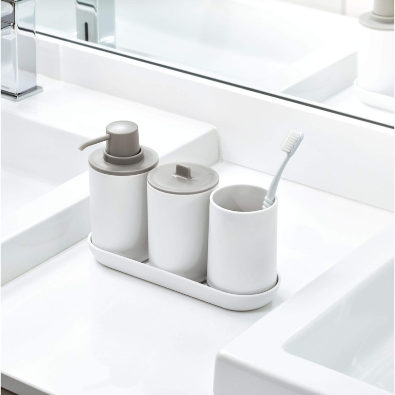 iDesign Cade Holder, Holds Normal Toothbrushes, Spin Brushes, and Toothpaste-White