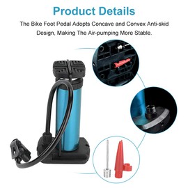 Bicycle Pump, Mini Bicycle Foot Pump, Portable High Pressure Floor Pump, Tyre Air Pump, Portable Bicycle Foot Pump (Blue) Tools for Bicycle Repairs