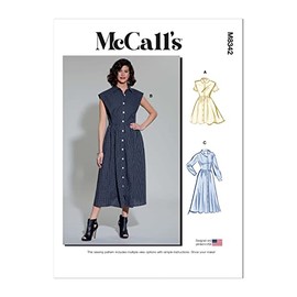 McCall's Misses' Shirtdress Sewing Pattern Kit, Design Code M8342, 18-20-22-24-26, Multicolor