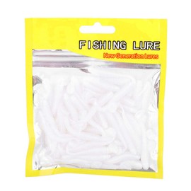 50 Pcs 5cm Fishing Lures, Fishing Baits Soft Plastic Fishing Lures T Tail Grub Worm Baits for Fish Tackle Accessory (Pearl White)
