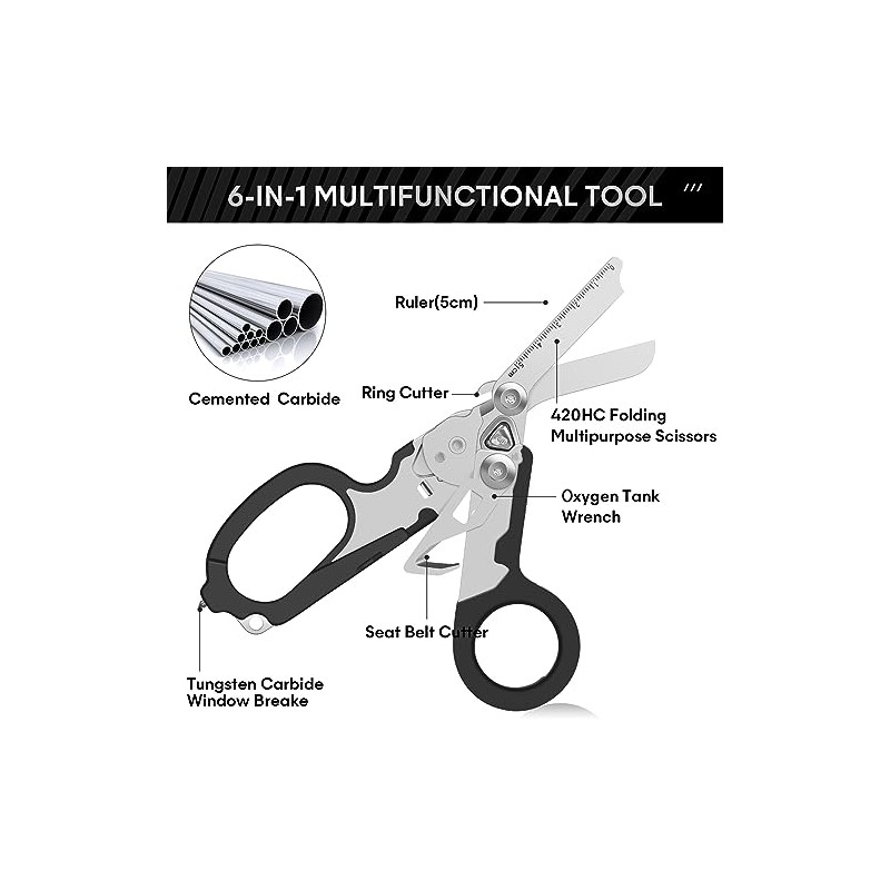 Flrmingigigi Emergency Response Shears, Stainless Steel Foldable Scissors Pliers, Outdoor