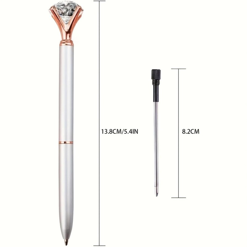 Quality Metal Diamond Ballpoint Pen. Funky Design Modern Pen, Free