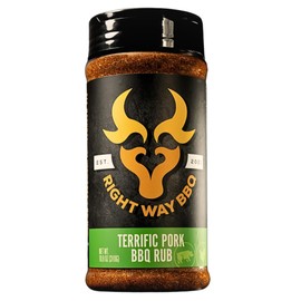 Right Way BBQ Terrific Pork Rub - All-Natural BBQ Seasoning for Pork, Chicken, and Ribs | No MSG, Gluten-Free, Sugar-Free, Anti-Caking Agent-Free | Savory and Sweet Blend with Granulated Garlic, Smoked Paprika, and Black Pepper | Perfect for Grilling, Smoking, and Roasting