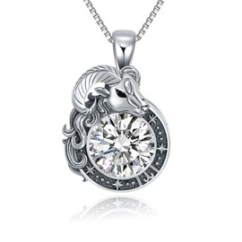 LONAGO Aries Zodiac Sign Necklace Aries Pendant Necklace with April Birthstone Gift for Women