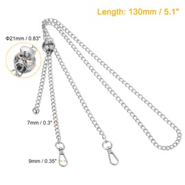 sourcing map Purse Chain Strap, 51 Inch Adjustable Bag Chains Strap Replacement Crossbody Chain Strap Handbag Chains for DIY Wallet Clutch Bags, Silver
