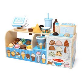 Melissa & Doug Wooden Cool Scoops Ice Creamery Play Food Toy Wooden Pretend Play Frozen Treats for Toddlers, Preschoolers, Boys and Girls - FSC-Certified