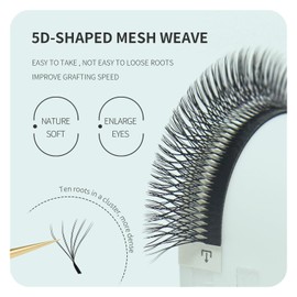 ANNAFRIS Eyelash Extensions, Double Tips, 5D WW Eyelash Extension, 0.07 C, 9-13 mm Mix, Ready-to-Use Fan Eyelashes, 5D Pre-Fanned Eyelashes (2Tips-5DW 0.07C 9-13Mix)
